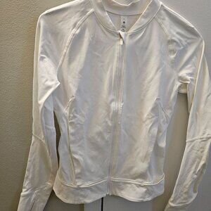 Lululemon Nulux UVP Run Jacket White 4 W3EEQS Thumbholes Zip Pocket Workout